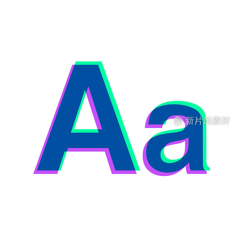 字母A -大写和小写。图标与两种颜色叠加在白色背景上